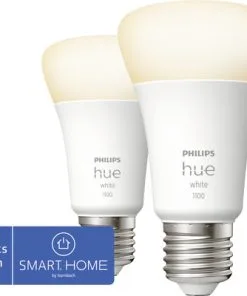 PHILIPS Hue White LED-lamp E27/9,5W A60 Warmwit, 2 Stuks