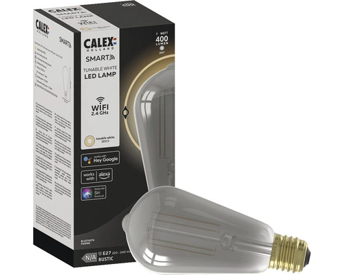 CALEX Smart LED Filament Lamp E27/7W ST64 Smokey Grijs 2 CALEX Smart LED Filament Lamp E27/7W ST64 Smokey Grijs - Afbeelding 2