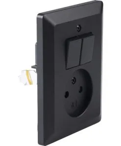 Q-LINK Inbouw Combinatie Wandcontactdoos (wcd) 1-voudig + Serieschakelaar Zwart