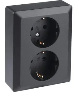 Q-LINK Inbouw Wandcontactdoos 2-voudig RA Zwart