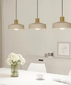 EGLO Hanglamp Valdiola 3-lichts Zandkleur-geborsteld Messing