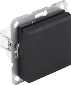 Q-LINK F-Line Inbouw Wandcontactdoos Met Klep 1-voudig RA Zwart