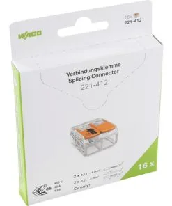 WAGO Verbindingsklem Compact 221-412, 16 Stuks -Binnenverlichting Verkoopwinkel DV 8 10593115 02 4c DE 20230213094753