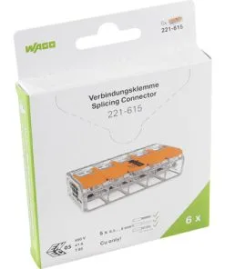 WAGO Verbindingsklem Compact 221-615, 6 Stuks