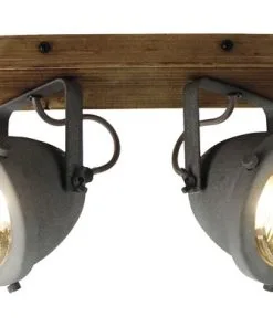 CHERICONI Plafondspot Bella 2-lichts Hout-betonlook