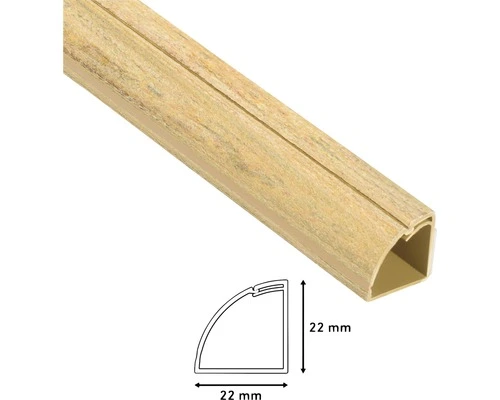 D-LINE Kabelgoot Kwartrond 22x22 Mm Houtlook, 2 M 2 D-LINE Kabelgoot Kwartrond 22x22 Mm Houtlook, 2 M - Afbeelding 2