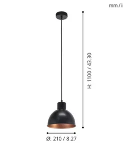 EGLO Hanglamp Truro 1 Ø 21 Cm Zwart/koper -Binnenverlichting Verkoopwinkel DV 8 5655034 09 4c DE 20210211051751