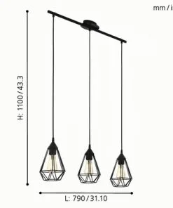 EGLO Hanglamp Tarbes 3-lichts Zwart -Binnenverlichting Verkoopwinkel DV 8 5865415 10 4c DE 20210211053445