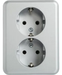 ROTH LANGE Plus Inbouw Wandcontactdoos (wcd) RA 2-voudig Zilver
