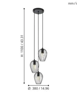 EGLO Hanglamp Newtown 3-lichts Zwart -Binnenverlichting Verkoopwinkel DV 8 5881564 06 4c DE 20210211053408