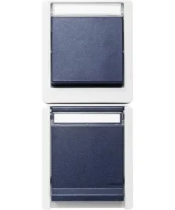 ROTH LANGE Opbouw Combinatie Wandcontactdoos 1-voudig + Wisselschakelaar RA IP55 Gijs/blauw Spatwaterdicht