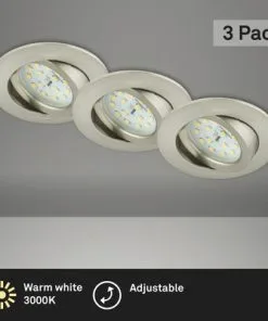 BRILONER LED Inbouwspot Set 8312 Ø 82 Mm Nikkel Mat, 3 Stuks