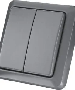 KLIKAANKLIKUIT® Draadloze Wandschakelaar Voor Buiten Dubbel AGST-8802 Antraciet