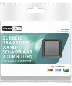 KLIKAANKLIKUIT® Draadloze Wandschakelaar Voor Buiten Dubbel AGST-8802 Antraciet -Binnenverlichting Verkoopwinkel DV 8 6195247 02 4c NL 20170914185326