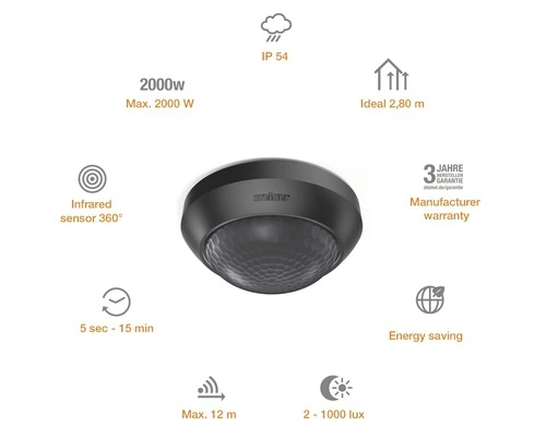 STEINEL Bewegingsmelder IS 360-3 Zwart 5 STEINEL Bewegingsmelder IS 360-3 Zwart - Afbeelding 5