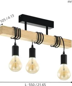 EGLO Plafondlamp Townshend 3-lichts Bruin/zwart -Binnenverlichting Verkoopwinkel DV 8 6642225 07 4c DE 20210211080926