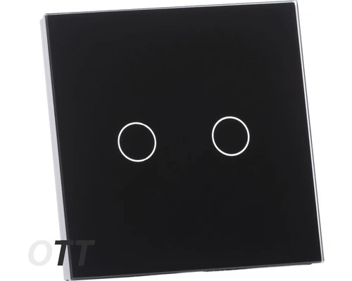 ONE TWO TOUCH Glaspaneel Dubbel Voor Touch Schakelmateriaal Zwart 2 ONE TWO TOUCH Glaspaneel Dubbel Voor Touch Schakelmateriaal Zwart - Afbeelding 2