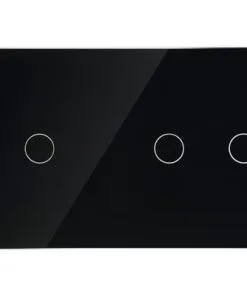 ONE TWO TOUCH Glaspaneel 1x Enkel/1x Dubbel Voor Touch Schakelmateriaal Zwart