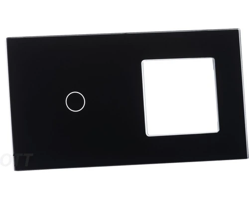 ONE TWO TOUCH Glaspaneel Combinatie 1x Afdekraam/1x Touch Enkel Zwart 2 ONE TWO TOUCH Glaspaneel Combinatie 1x Afdekraam/1x Touch Enkel Zwart - Afbeelding 2