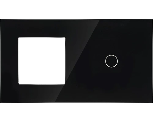 ONE TWO TOUCH Glaspaneel Combinatie 1x Afdekraam/1x Touch Enkel Zwart 1 ONE TWO TOUCH Glaspaneel Combinatie 1x Afdekraam/1x Touch Enkel Zwart