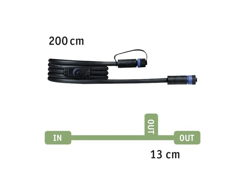 PAULMANN Plug & Shine Aansluitkabel Met 2 Uitgangen IP68 Zwart 2 Meter 3 PAULMANN Plug & Shine Aansluitkabel Met 2 Uitgangen IP68 Zwart 2 Meter - Afbeelding 3