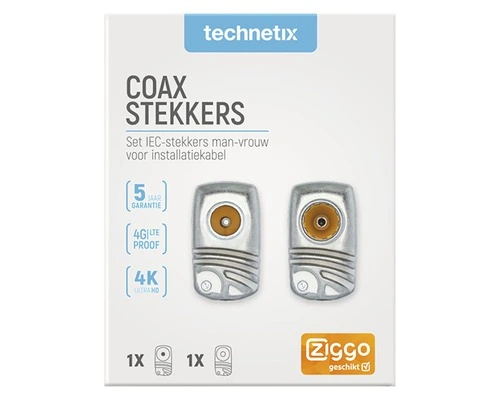 TECHNETIX Coax IEC-connector Male/female, 2 Stuks 4 TECHNETIX Coax IEC-connector Male/female, 2 Stuks - Afbeelding 4