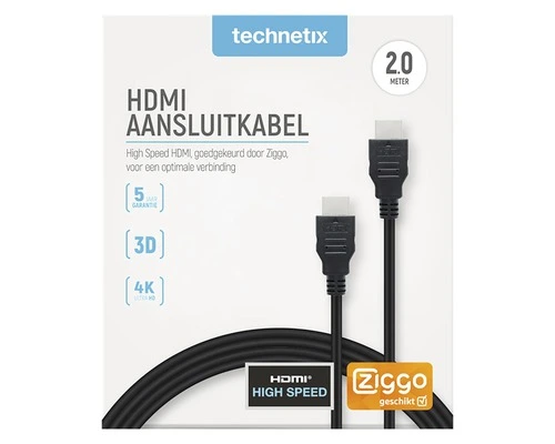 TECHNETIX HDMI Kabel Zwart 2 Meter 2 TECHNETIX HDMI Kabel Zwart 2 Meter - Afbeelding 2