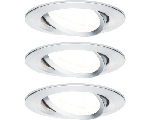 PAULMANN LED Inbouwspot Set Nova Ø 84 Mm Aluminium, 3 Stuks 1 PAULMANN LED Inbouwspot Set Nova Ø 84 Mm Aluminium, 3 Stuks