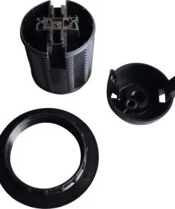 Fitting E27 Zwart Met Schroefdraad En Schroefring