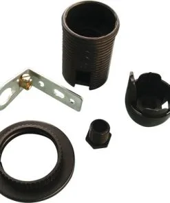 Fitting E14 Haaks Zwart Met Schroefdraad En Schroefring