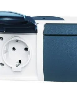 BUSCH-JAEGER Wandcontactdoos Ocean Dubbel Opbouw IP44 Lichtgrijs/blauwgroen Spatwaterdicht