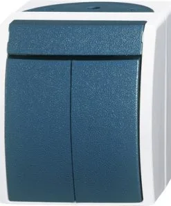 BUSCH-JAEGER Serieschakelaar Ocean Opbouw IP44 Lichtgrijs/blauwgroen Spatwaterdicht