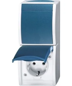 BUSCH-JAEGER Combinatieschakelaar Ocean Opbouw IP44 Lichtgrijs/blauwgroen Spatwaterdicht