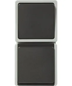 Opbouw Combinatie Wandcontactdoos (wcd) 1-voudig + Wisselschakelaar RA IP54 Lichtgrijs/donkergrijs Spatwaterdicht
