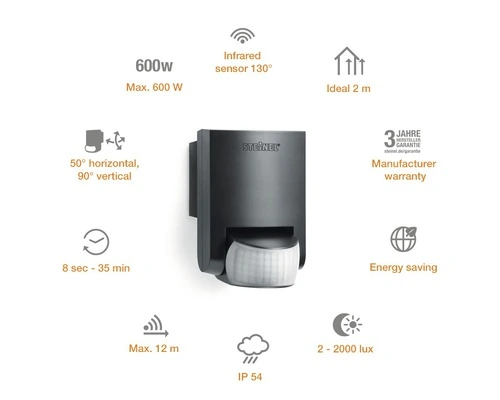STEINEL Bewegingsmelder IS130-2 Zwart 6 STEINEL Bewegingsmelder IS130-2 Zwart - Afbeelding 6