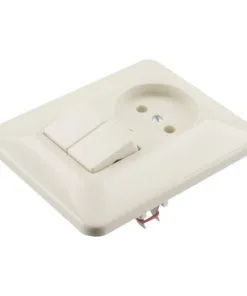 BUSCH-JAEGER SI Inbouw Basiselement Combinatie Wandcontactdoos (wcd) 1-voudig + Serieschakelaar Crème