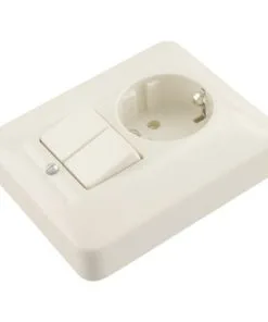 BUSCH-JAEGER SI Inbouw Basiselement Combinatie Wandcontactdoos (wcd) RA 1-voudig + Serieschakelaar Crème