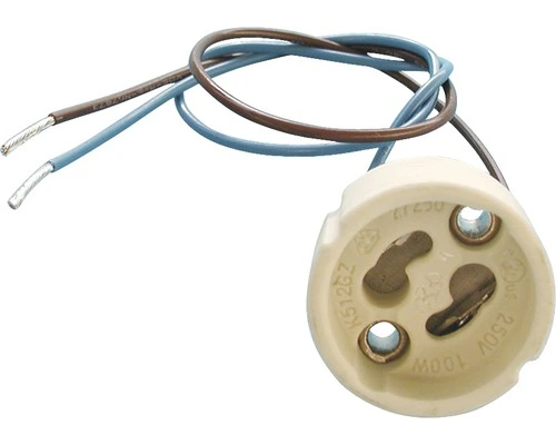 Fitting GU10/GZ10 Voor Hoogvolt Halogeen Met Aansluitdraden 1 Fitting GU10/GZ10 Voor Hoogvolt Halogeen Met Aansluitdraden