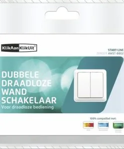 KLIKAANKLIKUIT® Draadloze Dubbele Wandschakelaar AWST-8802 Wit 7 KLIKAANKLIKUIT® Draadloze Dubbele Wandschakelaar AWST-8802 Wit -Binnenverlichting Verkoopwinkel DV 8 7880042 03 4c NL 20170915125343