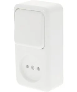 Opbouw Combinatie Wandcontactdoos (wcd) 1-voudig + Wisselschakelaar Polar Wit