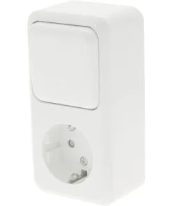 Opbouw Combinatie Wandcontactdoos (wcd) RA 1-voudig + Wisselschakelaar Polar Wit