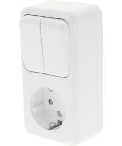 Opbouw Combinatie Wandcontactdoos (wcd) RA 1-voudig + Serieschakelaar Polar Wit