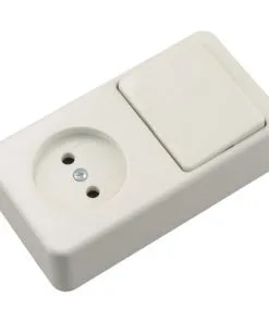 BERKER Opbouw Combinatie Wandcontactdoos (wcd) 1-voudig + Wisselschakelaar Polarwit