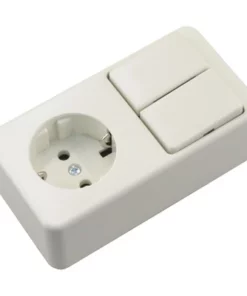 BERKER Opbouw Combinatie Wandcontactdoos (wcd) RA 1-voudig + Serieschakelaar Polarwit