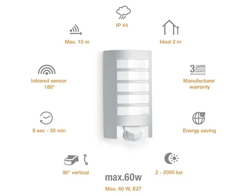 STEINEL Buitenlamp Met Bewegingssensor L12 Alu 4 STEINEL Buitenlamp Met Bewegingssensor L12 Alu - Afbeelding 4