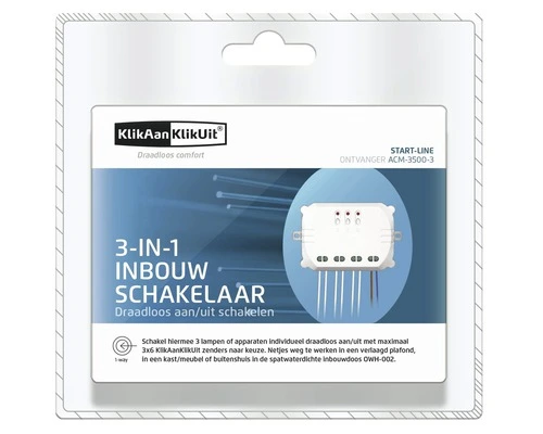 KLIKAANKLIKUIT® 3-in-1 Inbouw Schakelaar ACM-3500-3 Wit, Max. 3500 Watt 4 KLIKAANKLIKUIT® 3-in-1 Inbouw Schakelaar ACM-3500-3 Wit, Max. 3500 Watt - Afbeelding 4