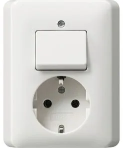 GIRA Standaard 55 Combinatie Schakelaar / Wandcontactdoos Zuiverwit Glans