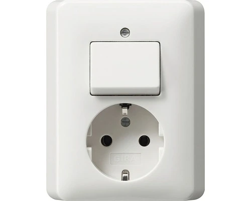 GIRA Standaard 55 Combinatie Schakelaar / Wandcontactdoos Zuiverwit Glans 1 GIRA Standaard 55 Combinatie Schakelaar / Wandcontactdoos Zuiverwit Glans