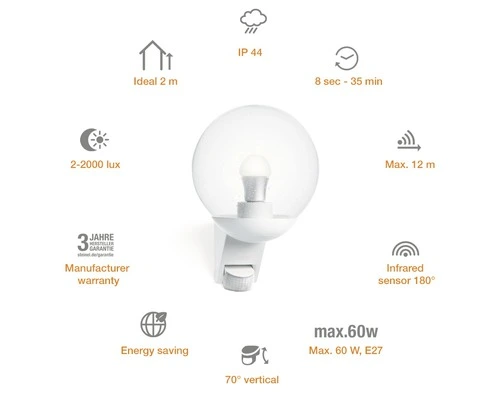 STEINEL Buitenlamp L585 S Wit 3 STEINEL Buitenlamp L585 S Wit - Afbeelding 3