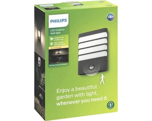 PHILIPS LED Buitenlamp Raccoon Met Sensor Antraciet 6 PHILIPS LED Buitenlamp Raccoon Met Sensor Antraciet - Afbeelding 6